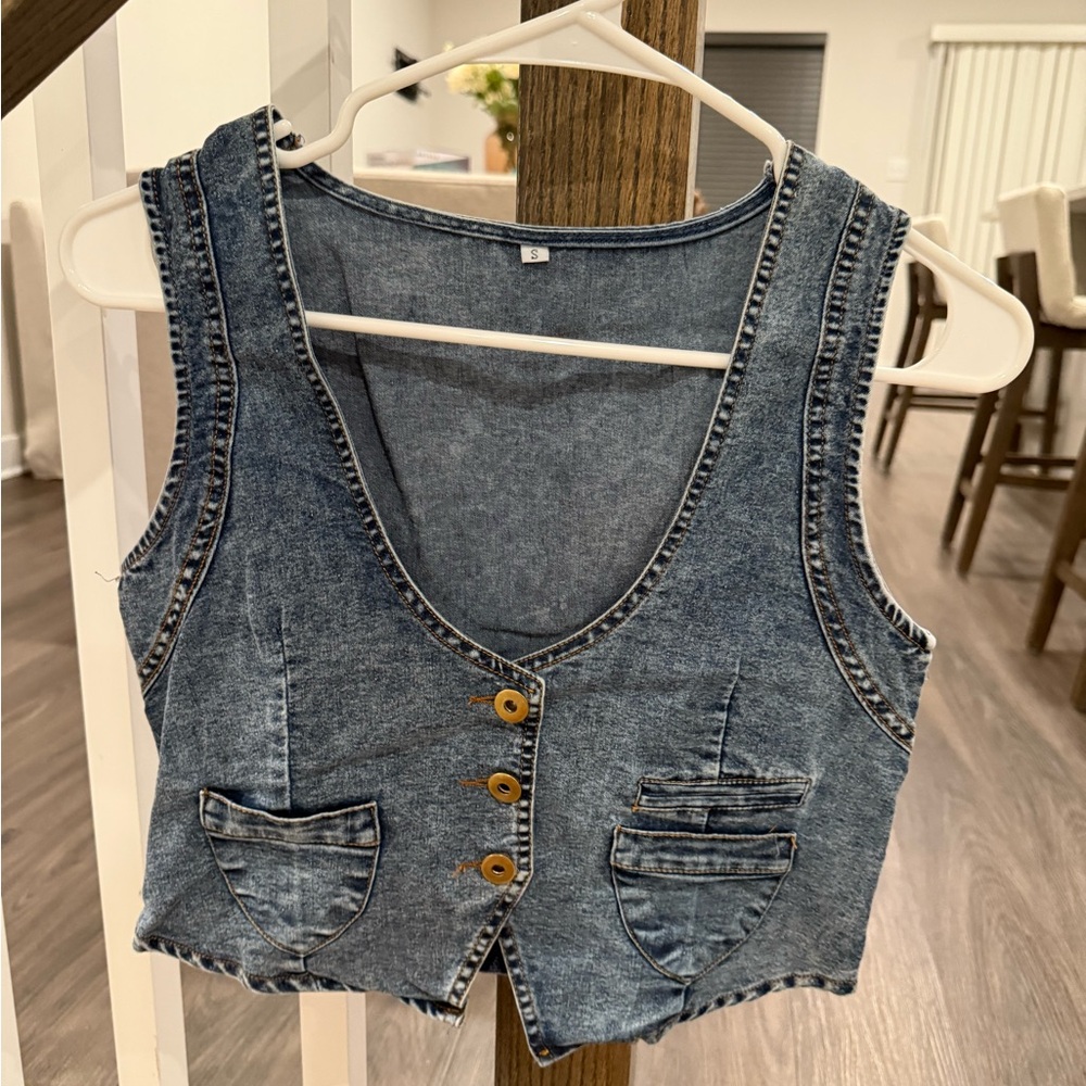 Denim Button-Up Vest